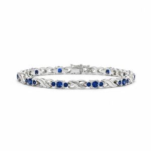 Oval Lab-Created Blue Sapphire Double Infinity Bracelet in Silver